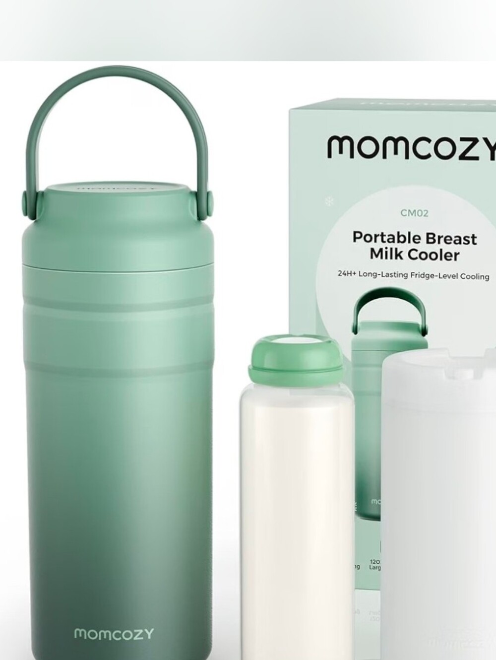 Momcozy Portable Breast Milk Cooler - Mint Green Insulated Carrier